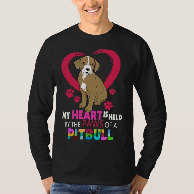 T-shirt Pitbull Pit Bull Terrier Coeur Dans Les Paws Pitbu (Devant)