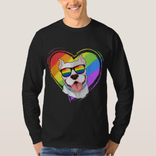 T-shirt Pitbull Rainbow Heart Gay pride LGBT Amoureux des
