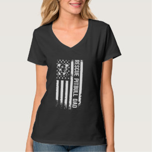 T-shirt Pitbull Secourt Papa US Drapeau Pittie Secourt Pit