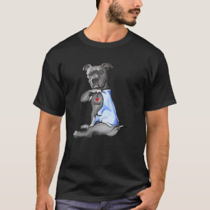 T-shirt Pitbull Tattoo I Love Papa Drôle Fête des pères