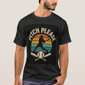 T-shirt Pitch Please Baseball — Retro Sunset, Batter Silho
