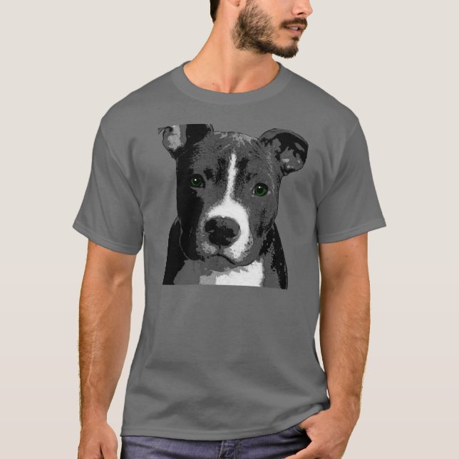 T-shirt Pitt Bull Dog Big Green Eyes Tee - shirt photo Top (Devant)