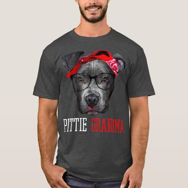 T-shirt Pittie Grandma Granny Pitbull Amoureux de les chie (Devant)
