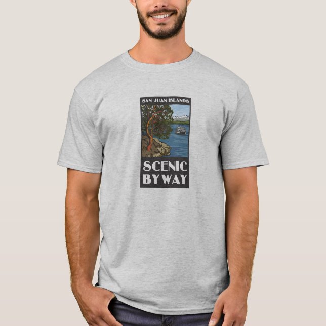 T-shirt pittoresque de chemin détourné d'îles de (Devant)
