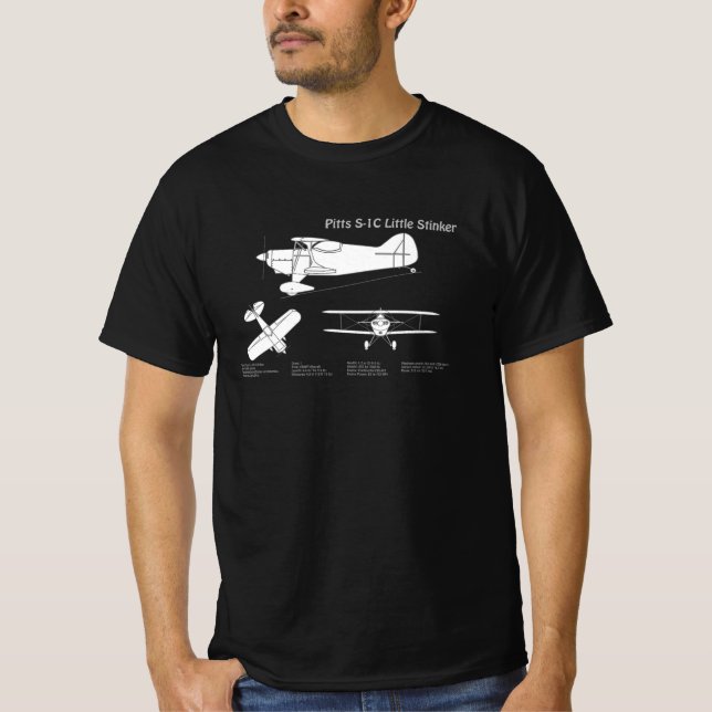 T-shirt Pitts S-1C - Plans de plan d'avion ABD (Devant)
