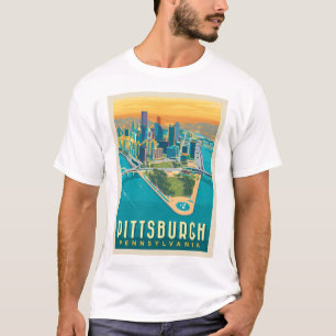 T-shirt Pittsburgh, PA Vue oeil d'oiseau