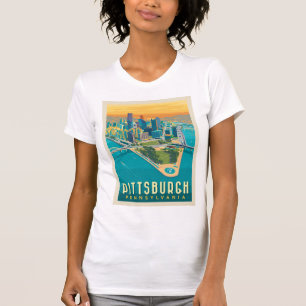 T-shirt Pittsburgh, PA   Vue oeil d'oiseau