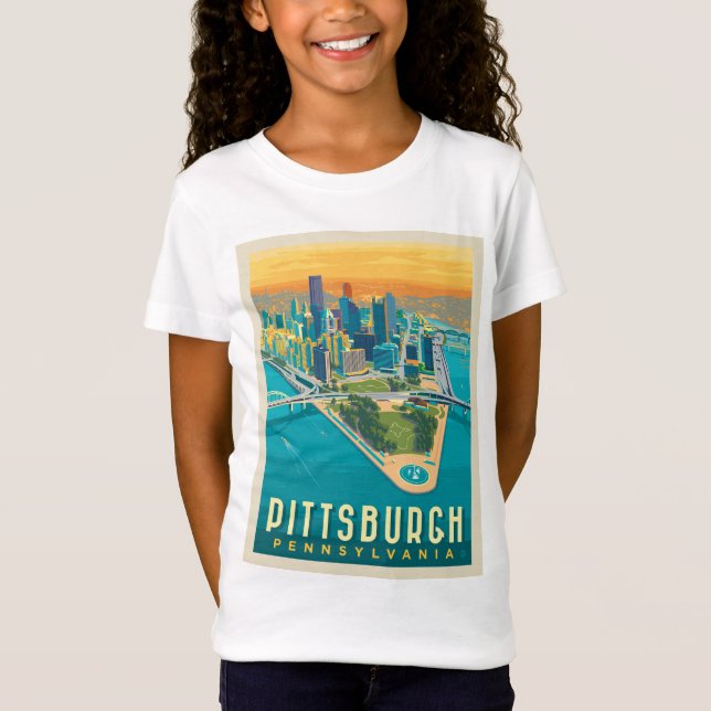 T-Shirt Pittsburgh, PA | Vue oeil d'oiseau (Devant)