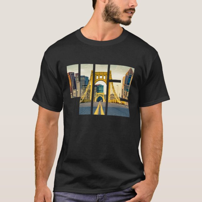 T-shirt Pittsburgh Pennsylvania Steel City Skyline 412 Can (Devant)