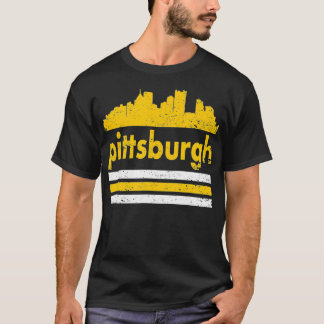 T-shirt Pittsburgh Retro Three Stripe Black Weathered 