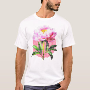 T-shirt Pivoine Rose Point Mosaïque Fleur Hommes