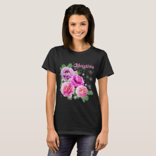T-shirt Pivoines pourpres de rose doux de fleurs avec des