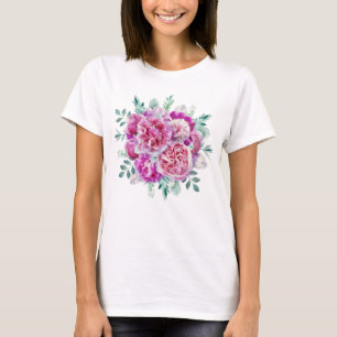 T-shirt Pivoines rose-clair et pourpres