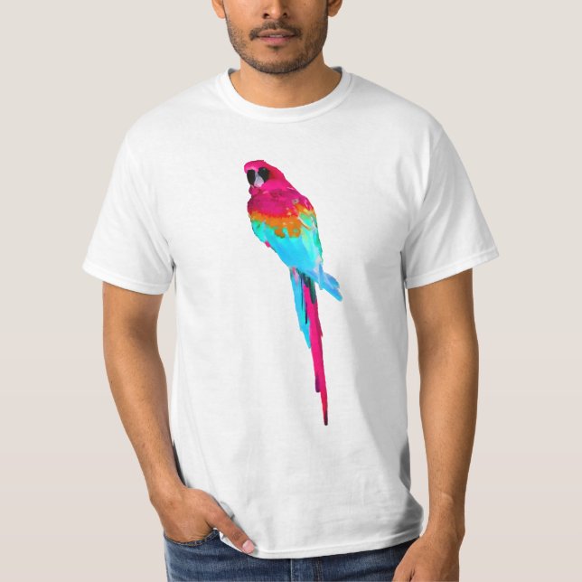 T-shirt PixDezines aquarelle macaw/rose (Devant)