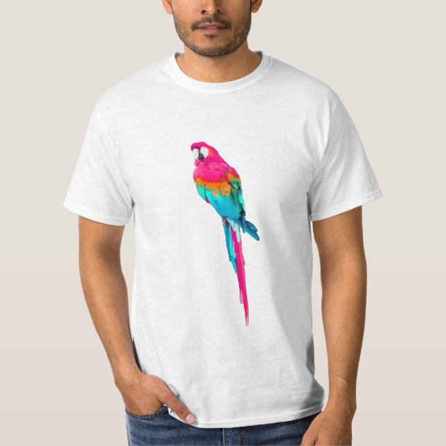 T-shirt PixDezines aquarelle macaw/rose chaud (Devant)