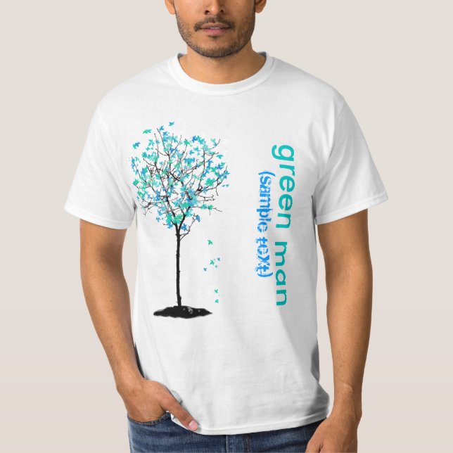 T-shirt PixDezines Homme vert, érable bleu (Devant)