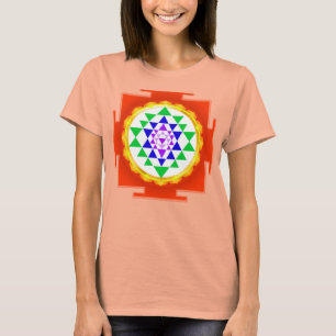 T-shirt PixDezines Sri Yantra Chakra Nettoyage/Lueur Orang