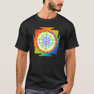 T-shirt PixDezines sri yantra/défrichage/arc-en-ciel