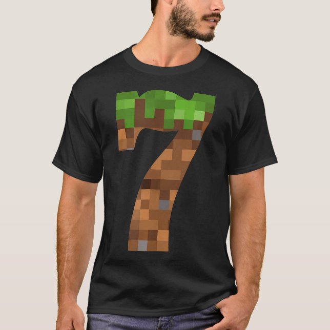 T-shirt Pixel 7Yr Anniversaire Numéro Sept 7 Anniversaire  (Devant)