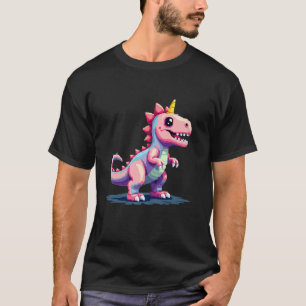 T-shirt Pixel Art 8 bits Vintage Gamer Cute Dinocorn