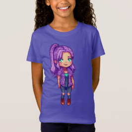 T-Shirt Pixel Art Caractère Cheveux pourpre