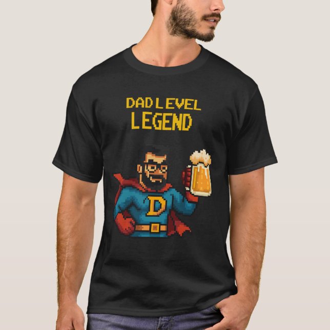 T-shirt Pixel Art Superhero Papa T-shirt, Fête des pères C (Devant)