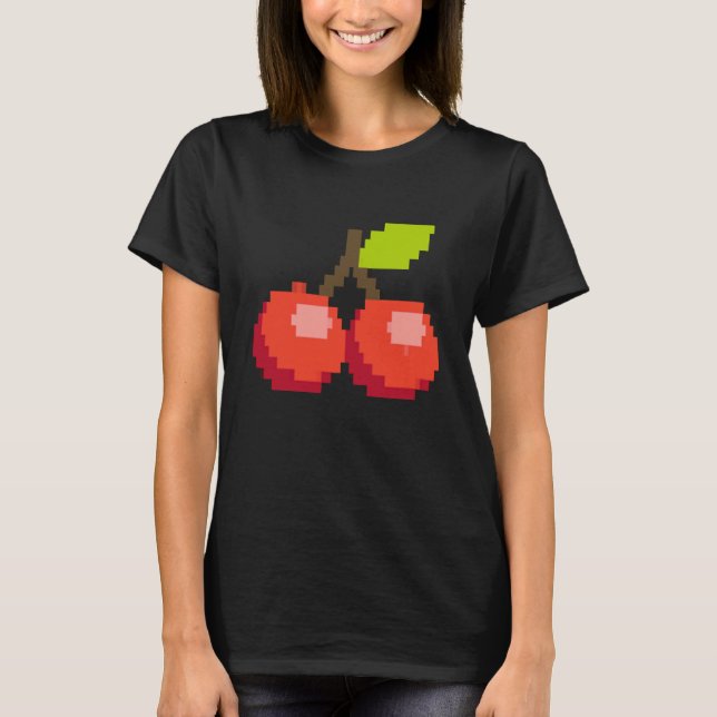 T-shirt Pixel Cherry Summer Fruit 8 bit Fruit (Devant)