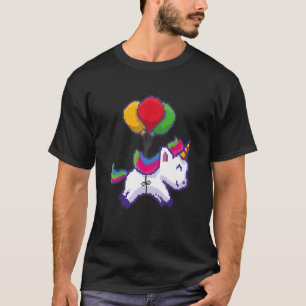 T-shirt Pixel Unicorne Sur Ballons