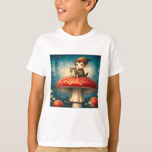T-shirt Pixie, chat et champignon