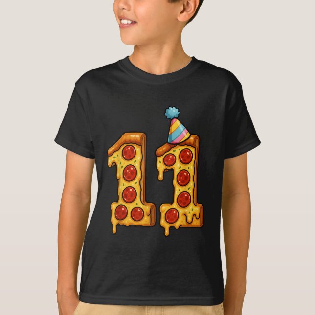 T-shirt Pizza 11e anniversaire 11 ans Vieux Casquette de p (Devant)