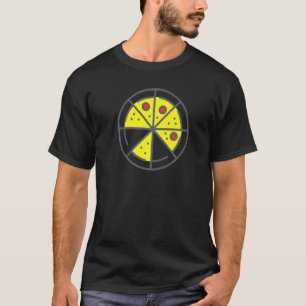 T-shirt Pizza 6 Tranches Fromage Pepperoni Drôle Géométriq