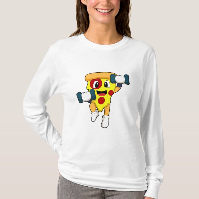 T-shirt Pizza à Fitness avec Dumbbells (Devant)