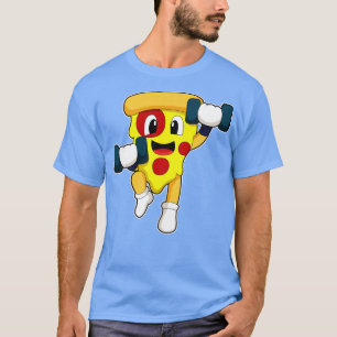 T-shirt Pizza à Fitness avec Dumbbells