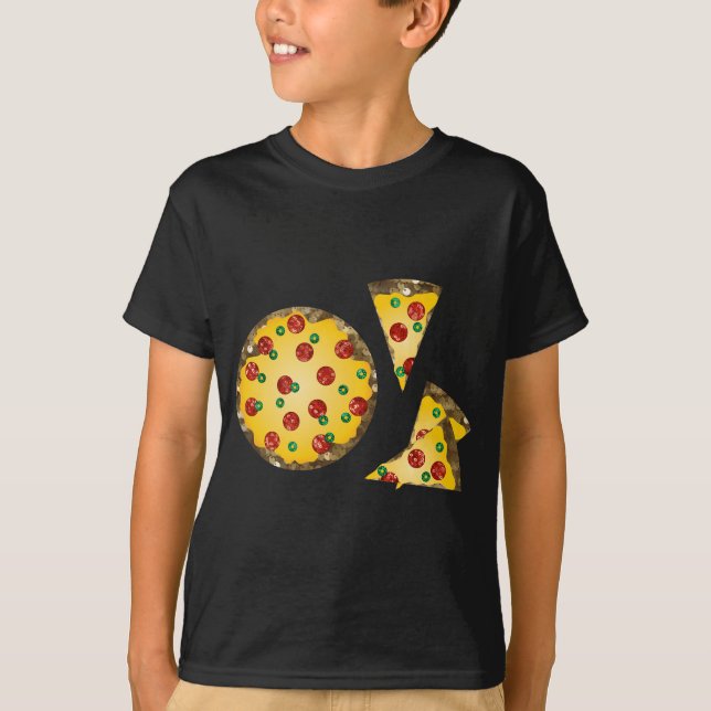 T-shirt pizza à paillettes (Devant)
