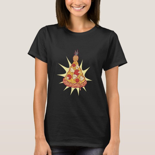 T-shirt Pizza ananas sapin de Noël (Devant)