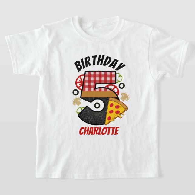 T-shirt Pizza Anniversaire 5 Cinquième Anniversaire Pizza  (Poser)