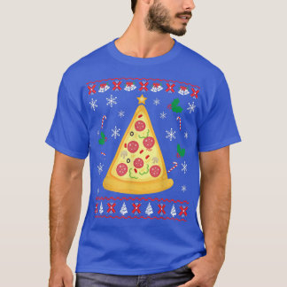 T-shirt Pizza Arbre de Noël laid Sweater de Noël drôle 