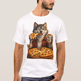 T-shirt Pizza Café Loup Drôle Vintage Dessin Animé