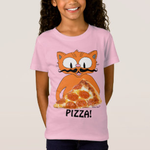 T-Shirt PIZZA ! Chat de dessin Señor Gato avec tranche de 