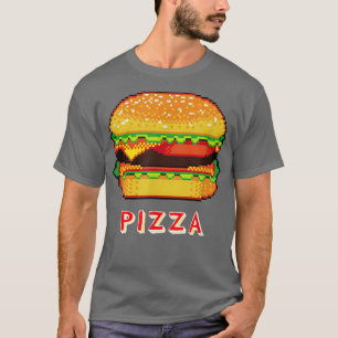 T-shirt PIZZA + CHEESEBURGER 8 bits Piel 80s Arcade Gamer