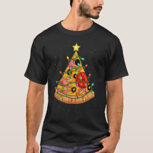 T-shirt Pizza Christmas Tree Lights Xmas Boys Hommes drôle