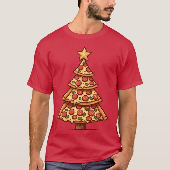 T-shirt Pizza Christmasree amis (Devant)