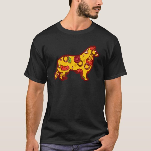 T-shirt Pizza Dog Funny Pizza Shetland Sheepdog (Devant)