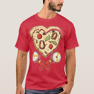 T-shirt Pizza en forme de coeur, tranche avec découpes