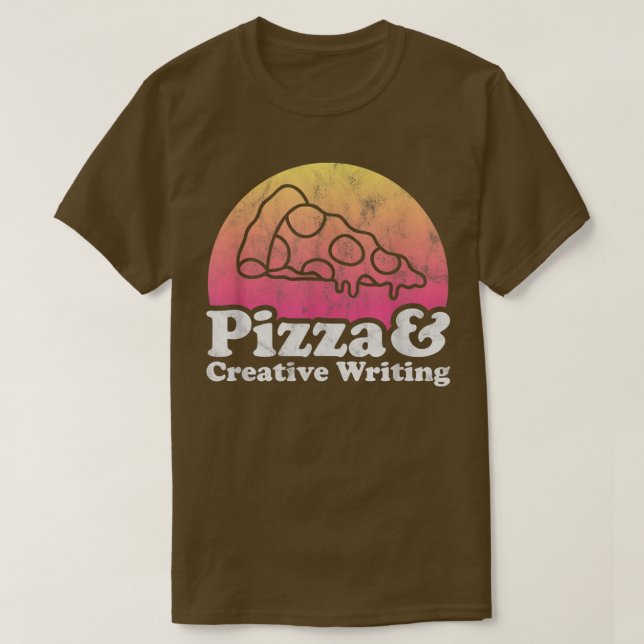 T-shirt Pizza et écriture ou écrivain créatif  (Design devant)