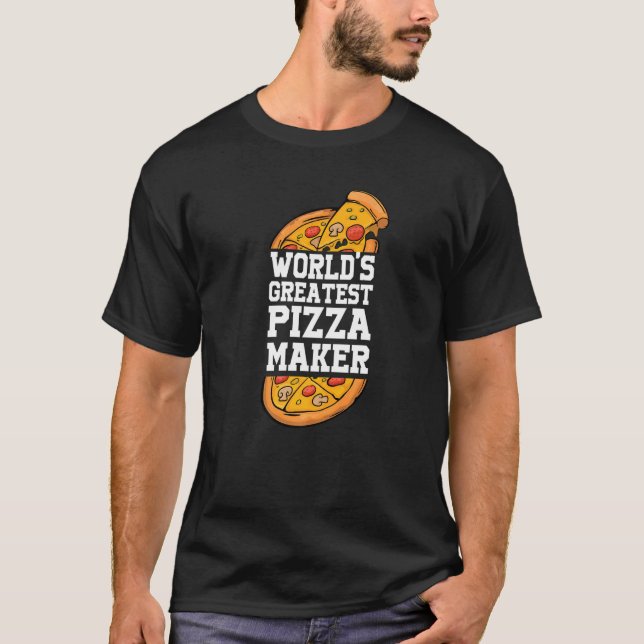T-shirt Pizza et pizza slice, la plus grande pizzeria du m (Devant)