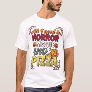 T-shirt Pizza Film d'Horreur Halloween Citrouille Crâne Tr