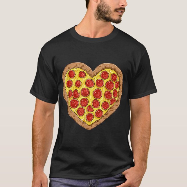 T-shirt Pizza Heart Valentines Hommes Femmes Pepperoni Lov (Devant)