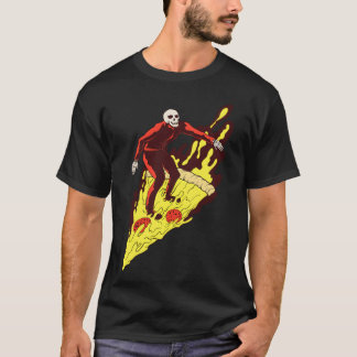 T-shirt Pizza Hell Skeleton Surfing Fast Food Riding frien