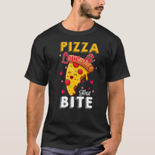 T-shirt Pizza Love At First Bite Valentine Italienne Pizza
